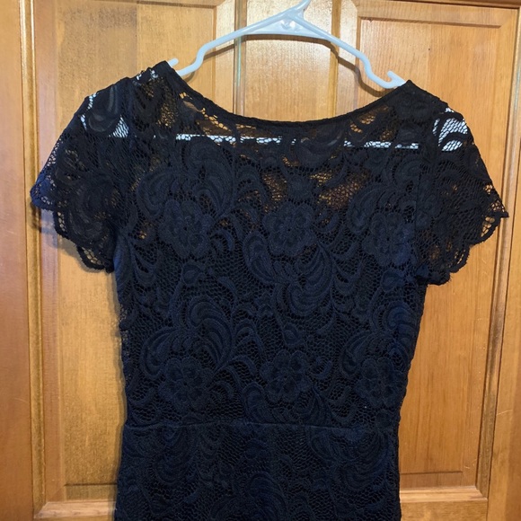 Y2K Charlotte Russe Black Floral Lace Bodycon Dress backless short see thru - Picture 8 of 9